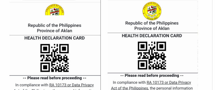 Health Declaration Cards der Province Aklan mit QR-Code